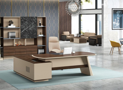 Büroeinrichtung Schreibtisch Tische Chef Tisch + Aktenschrank Regal 2tlg.